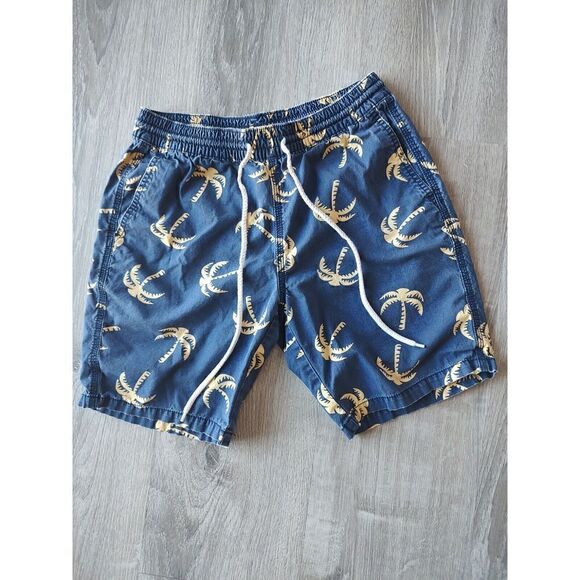 Mossimo Supply Co Mens Board Shorts  Navy Palm Trees Drawstring Pockets Size S - Picture 7 of 8